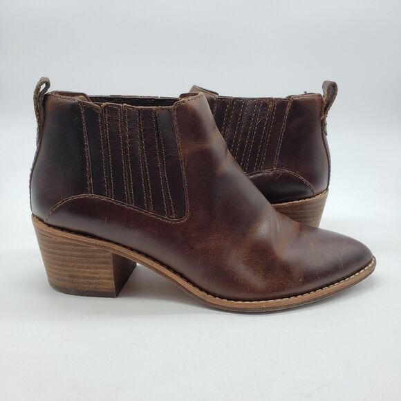 Madewell Boots Womens Size 7 Leather Ankle Western Chelsea Block Heel Shoes - Picture 1 of 11
